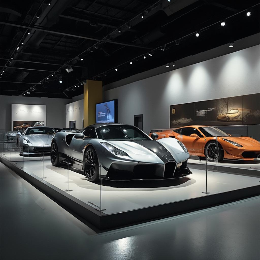 Modern Sports Car Display with Minimalistic Design