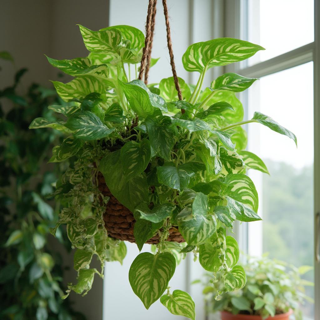 Money Plant Thriving in a Hanging Basket