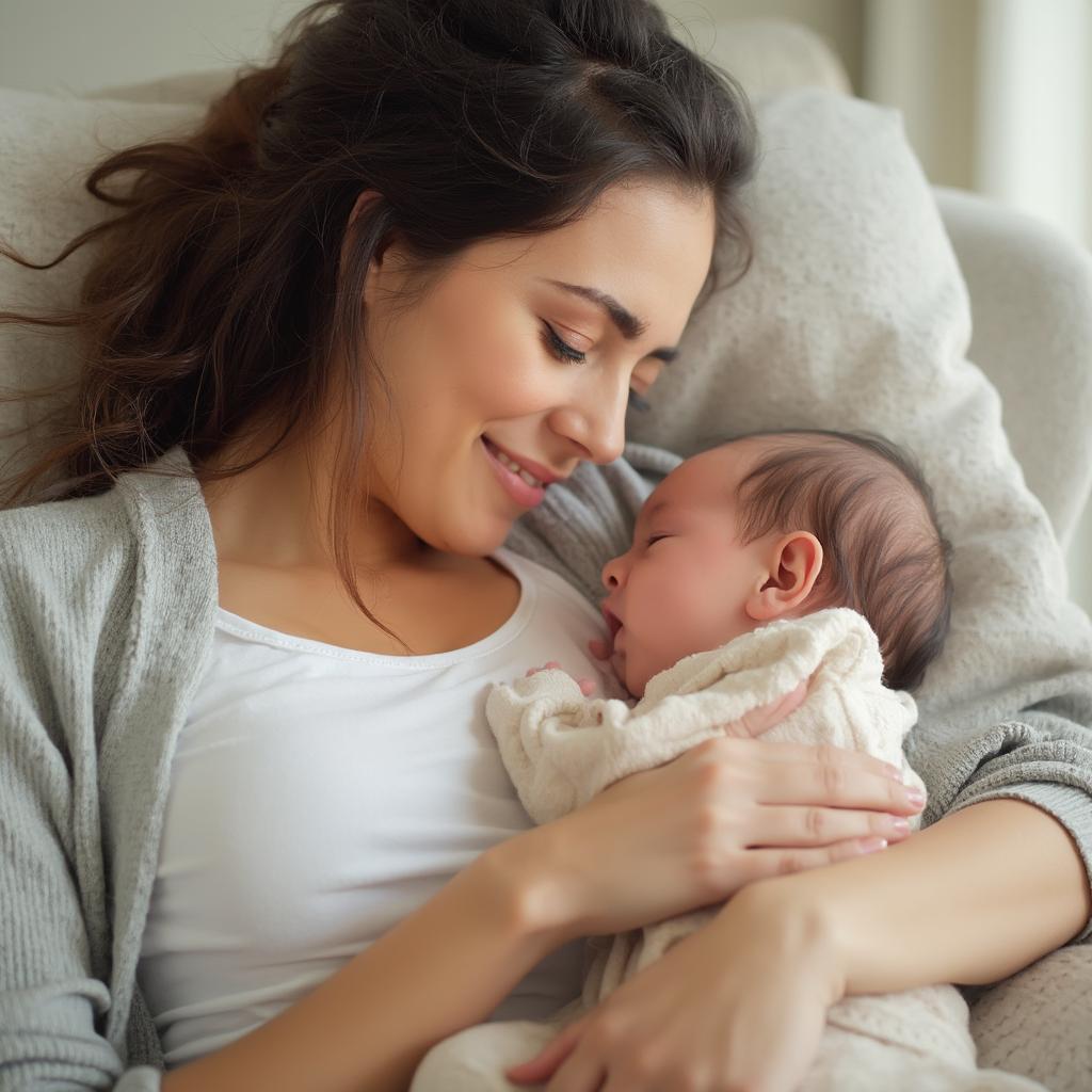 Mother breastfeeding her two-month-old baby