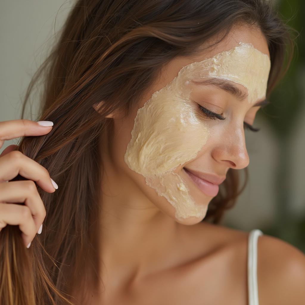 Applying a Natural Ayurvedic Hair Mask