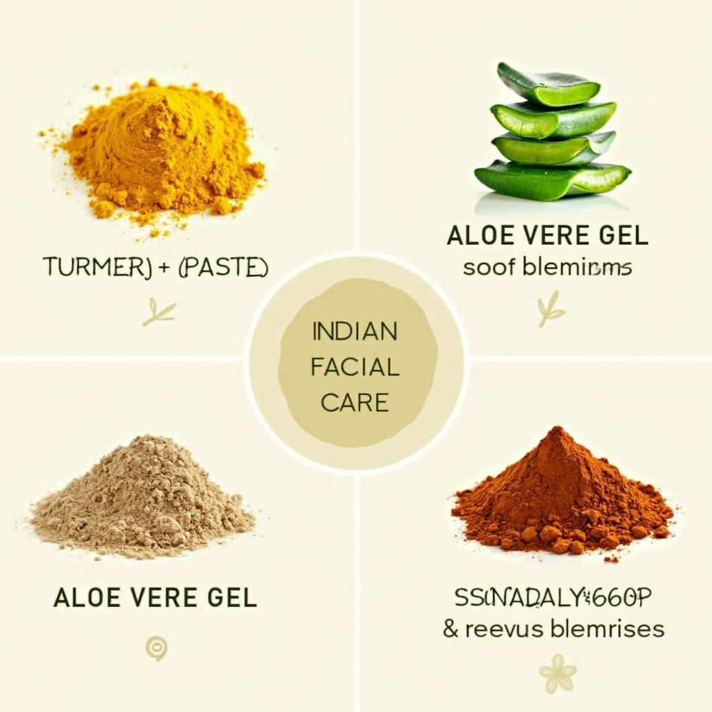 Natural facial care remedies using ingredients like turmeric, aloe vera, and sandalwood