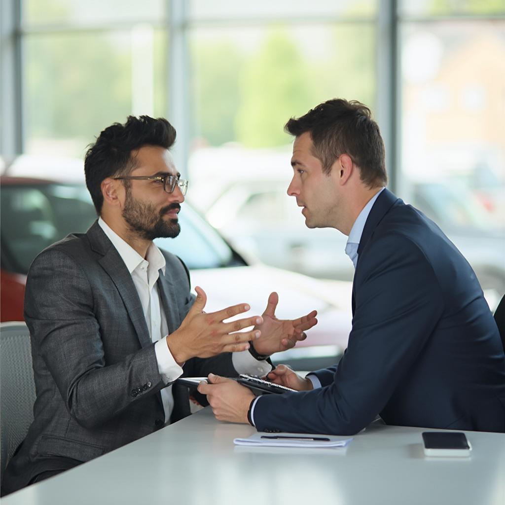 Customer Negotiating Car Price with Salesman