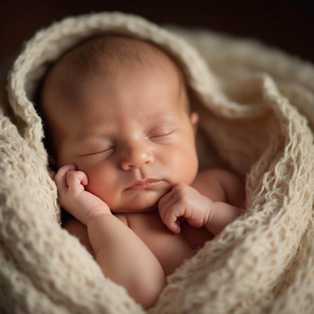 Newborn baby boy sleeping peacefully