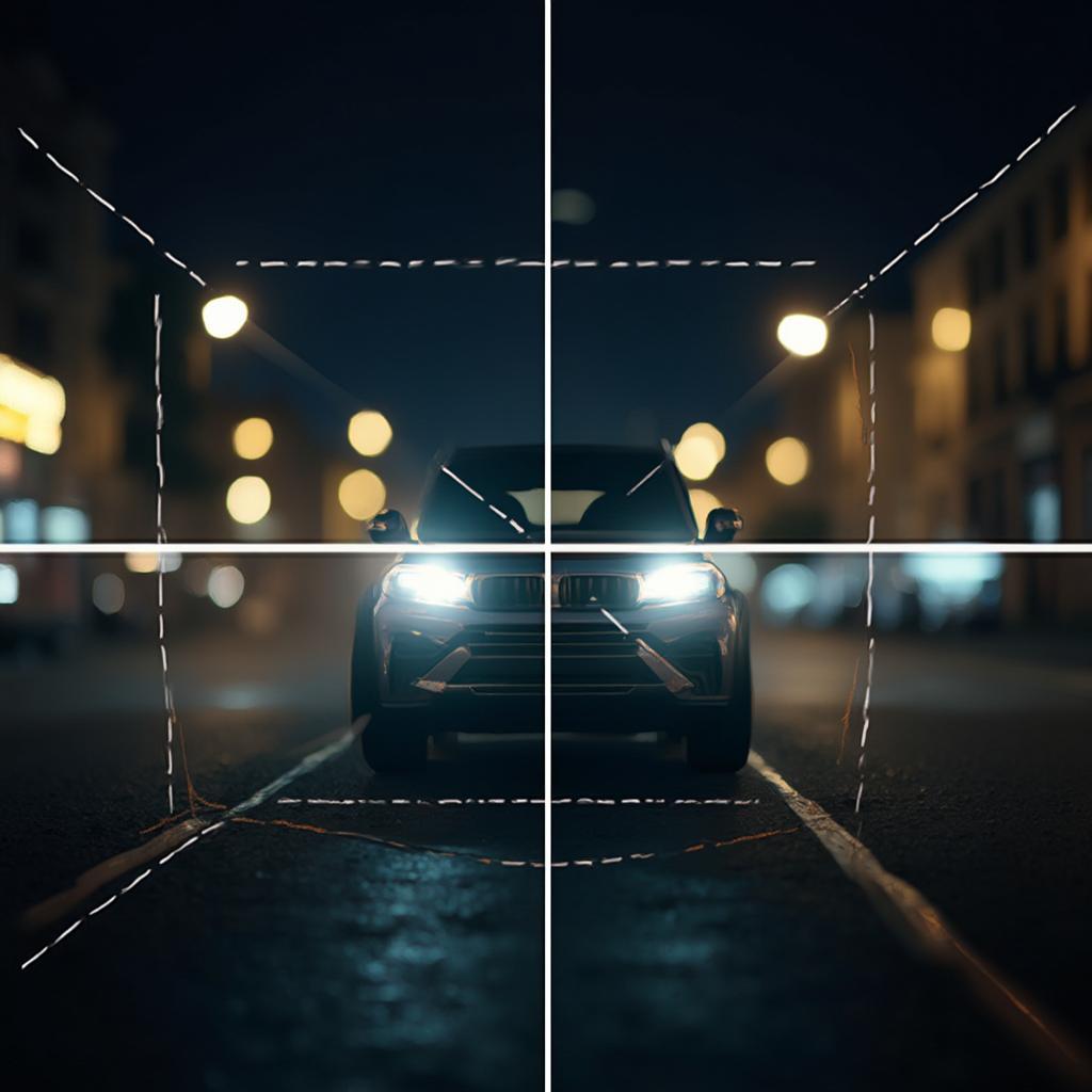 Using the rule of thirds in night car photography