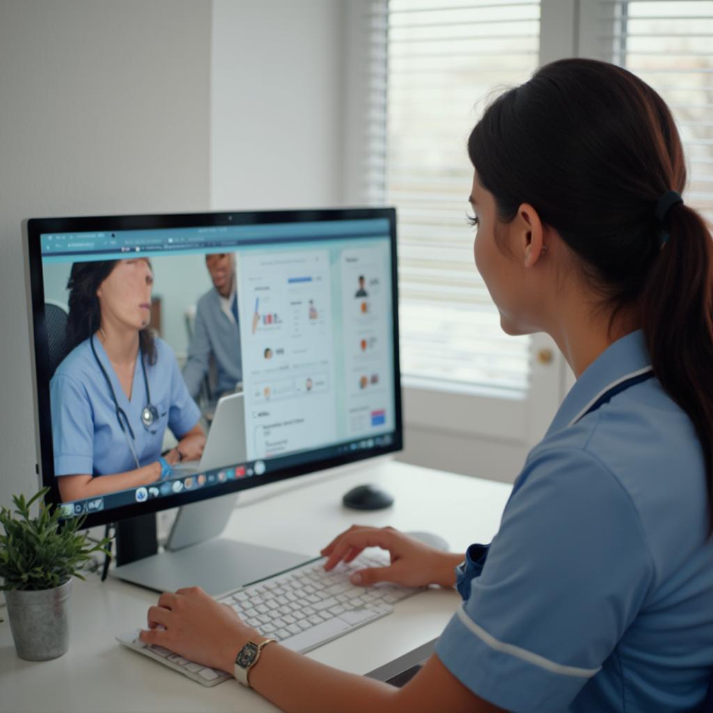 Nurse Utilizing Telehealth Platform for Patient Consultation