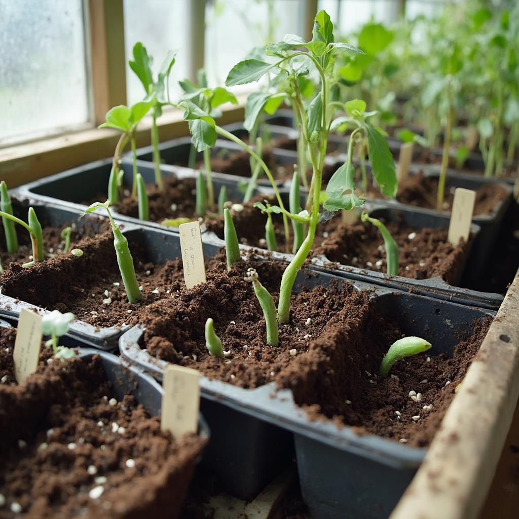 Okra Seed Starting in Seed Trays