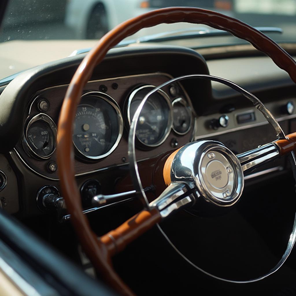 Detail Shot of a Classic Car's Dashboard