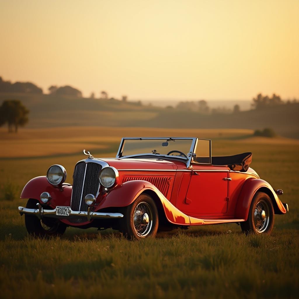 Classic Car Photographed During Golden Hour