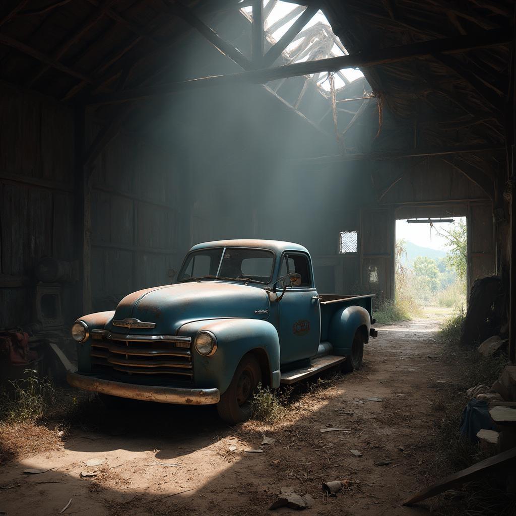 Vintage Truck Photographed in a Rustic Barn