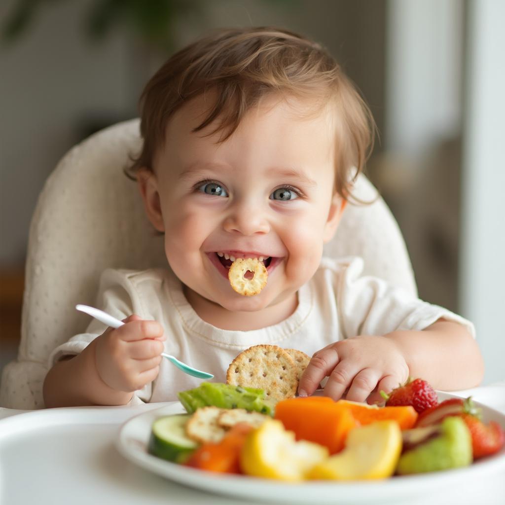 One-Year-Old Eating Healthy Foods