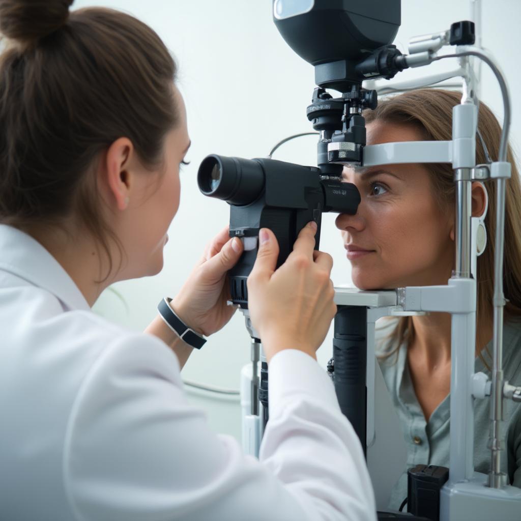 Ophthalmologist Performing an Eye Exam