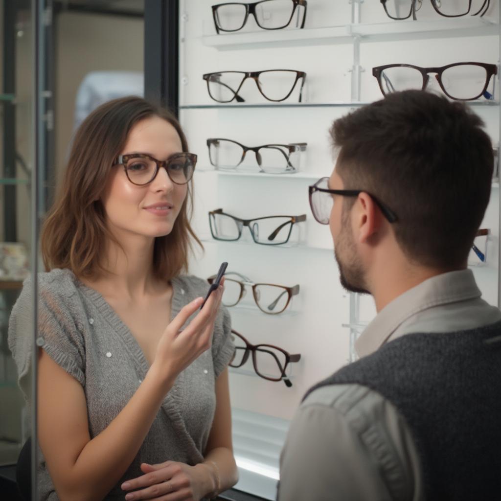 Consulting with an Optician for Glasses