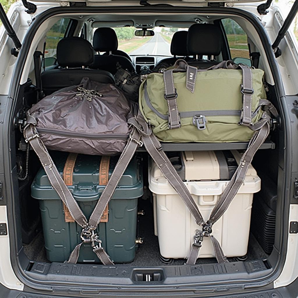 Securing Items Inside an X-Cargo Carrier with Straps