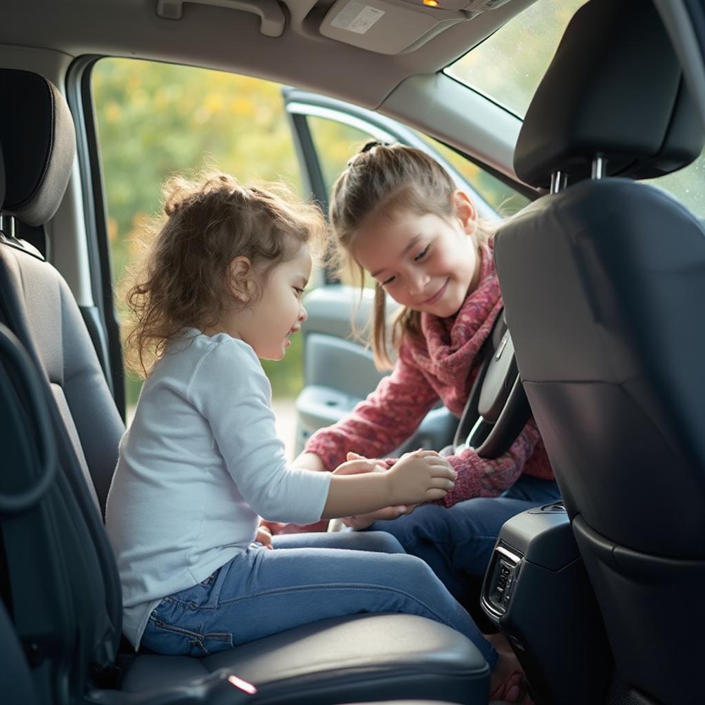 Parent checking backseat of car before locking the door