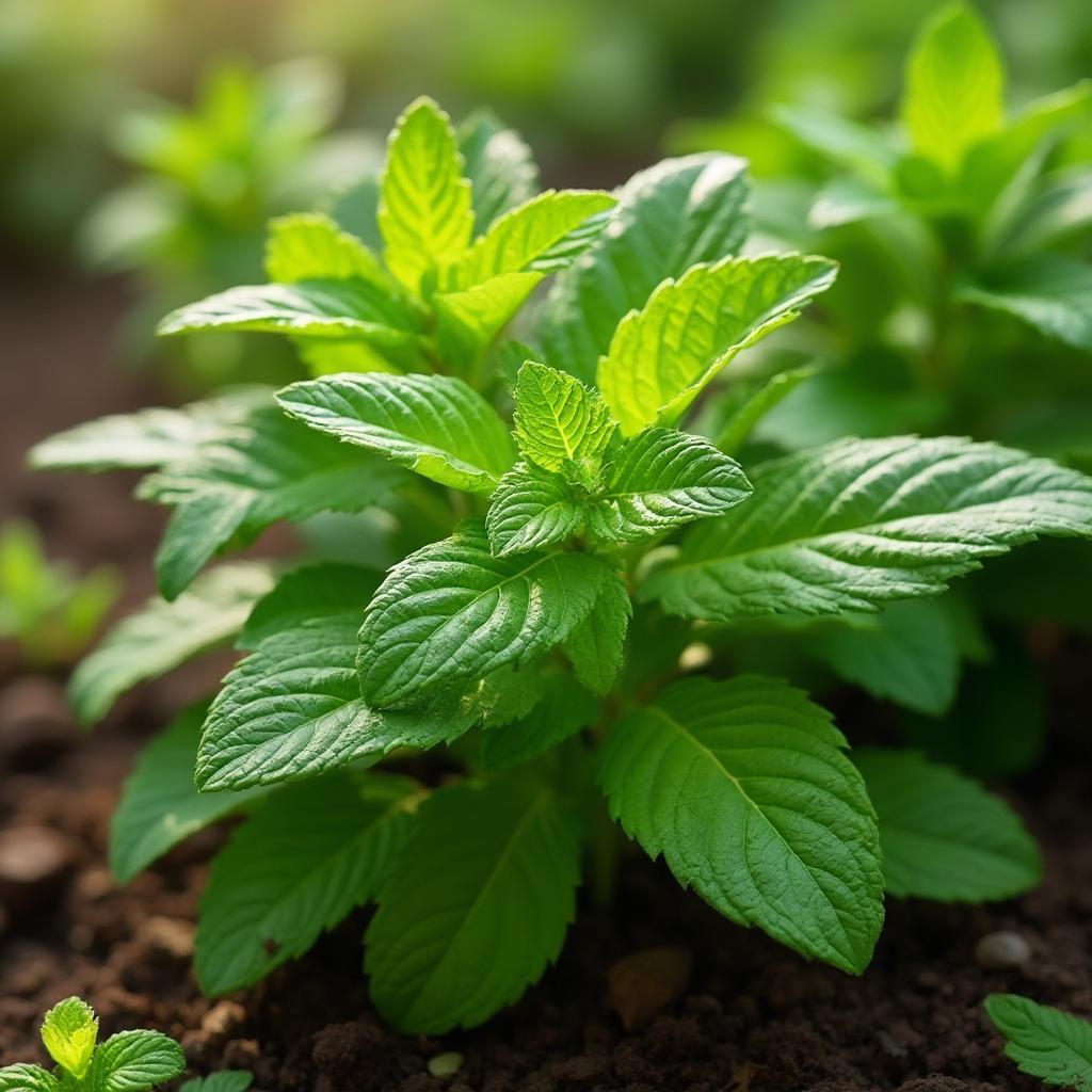 Peppermint plant thriving in a garden setting