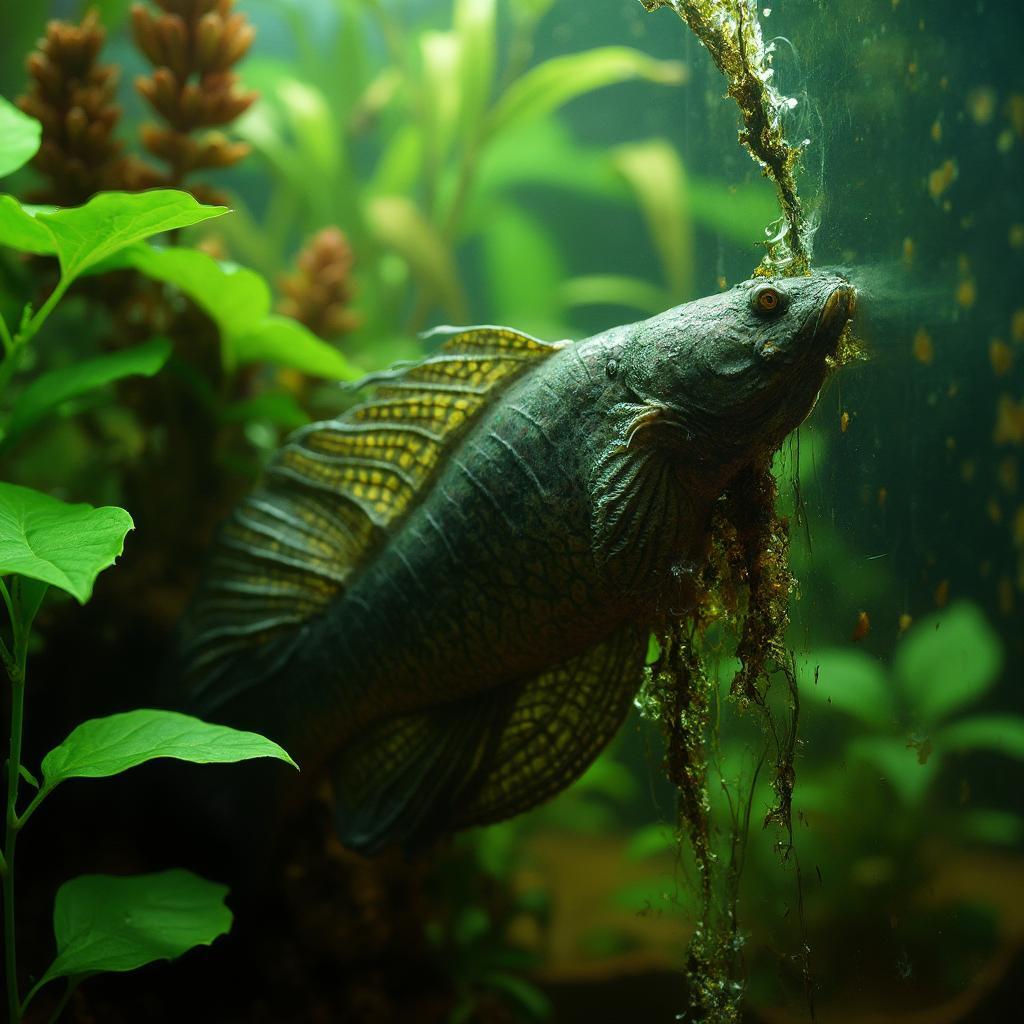 Pleco Eating Algae in a Planted Tank