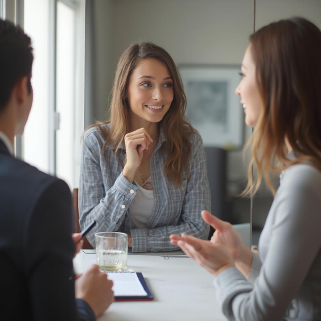 Candidate practicing interview answers in front of a mirror