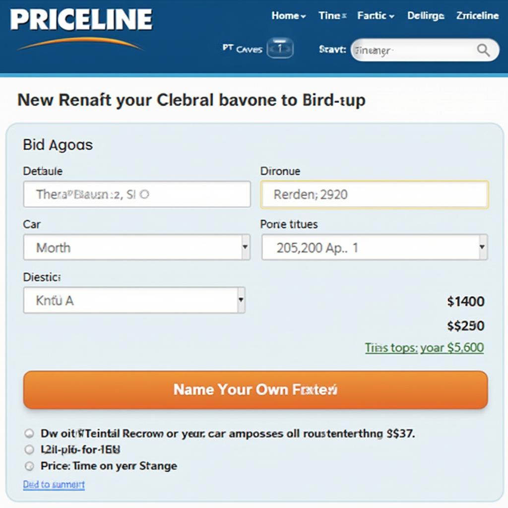 Priceline Bidding Interface