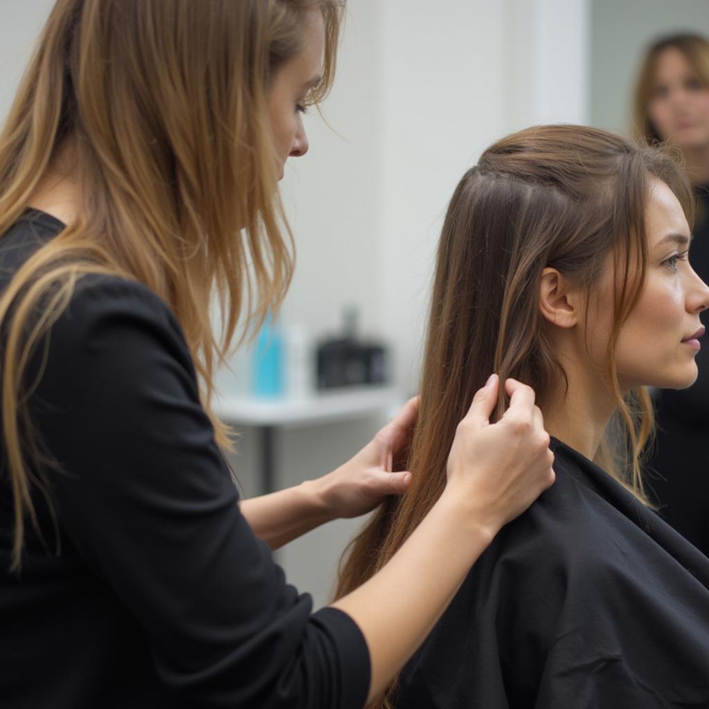 Professional Hair Stylist Giving Advice to a Client