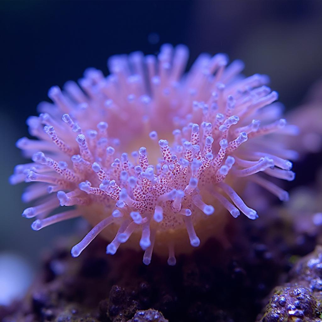 Purple Bubble Tip Anemone Thriving Under Correct Lighting