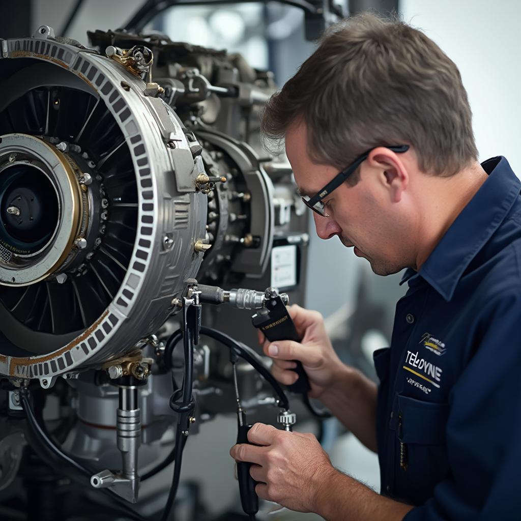 Qualified Technician Servicing a Teledyne Continental Engine