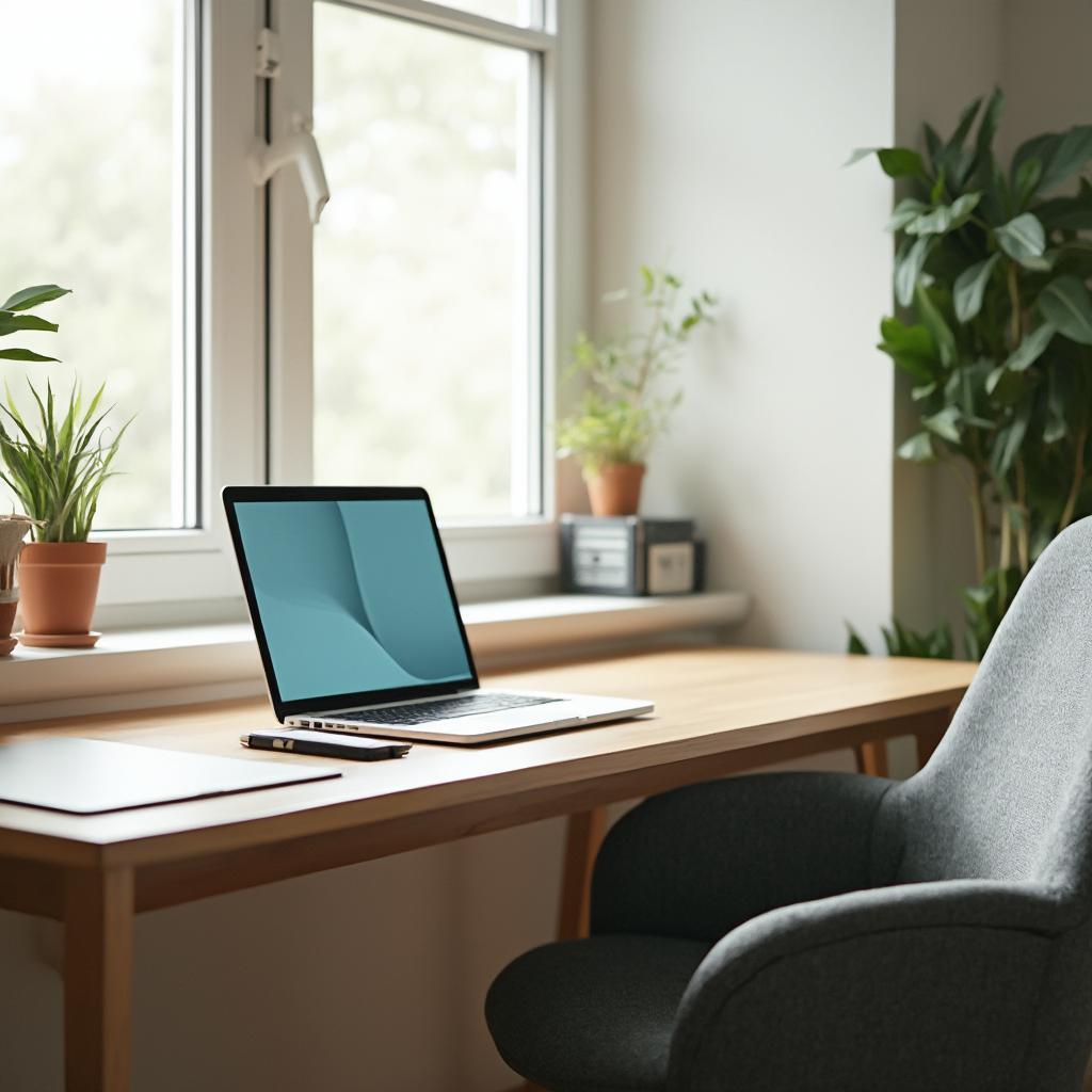 Organized home office setup during quarantine