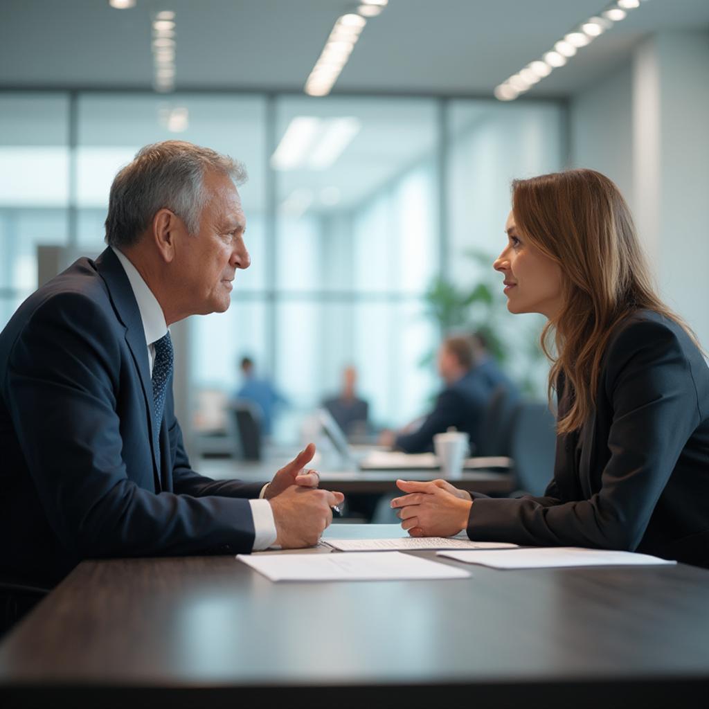 Person negotiating the price of a used car with a dealer