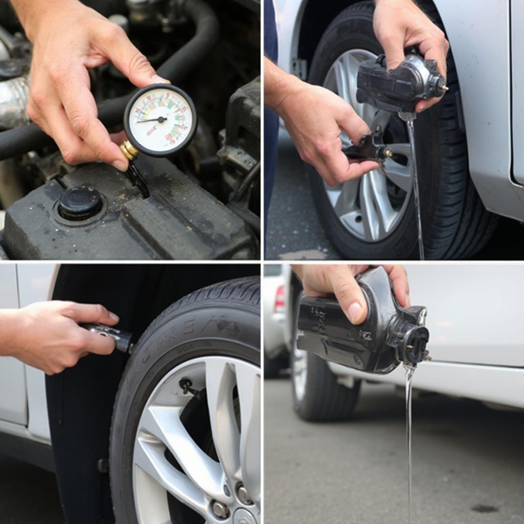 Regular car maintenance checks like oil, coolant, and tire pressure