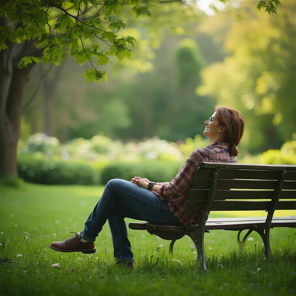 Relaxed gardener admiring a healthy lawn