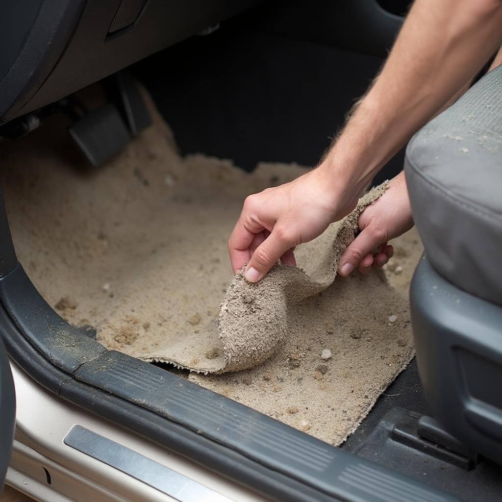 Removing Old Car Carpet