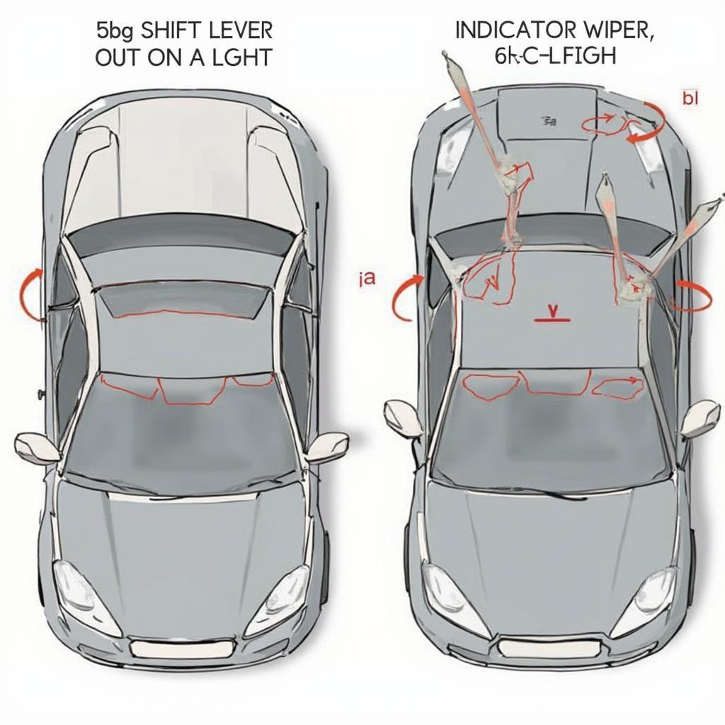 Right-hand drive car controls: gear shift and indicators