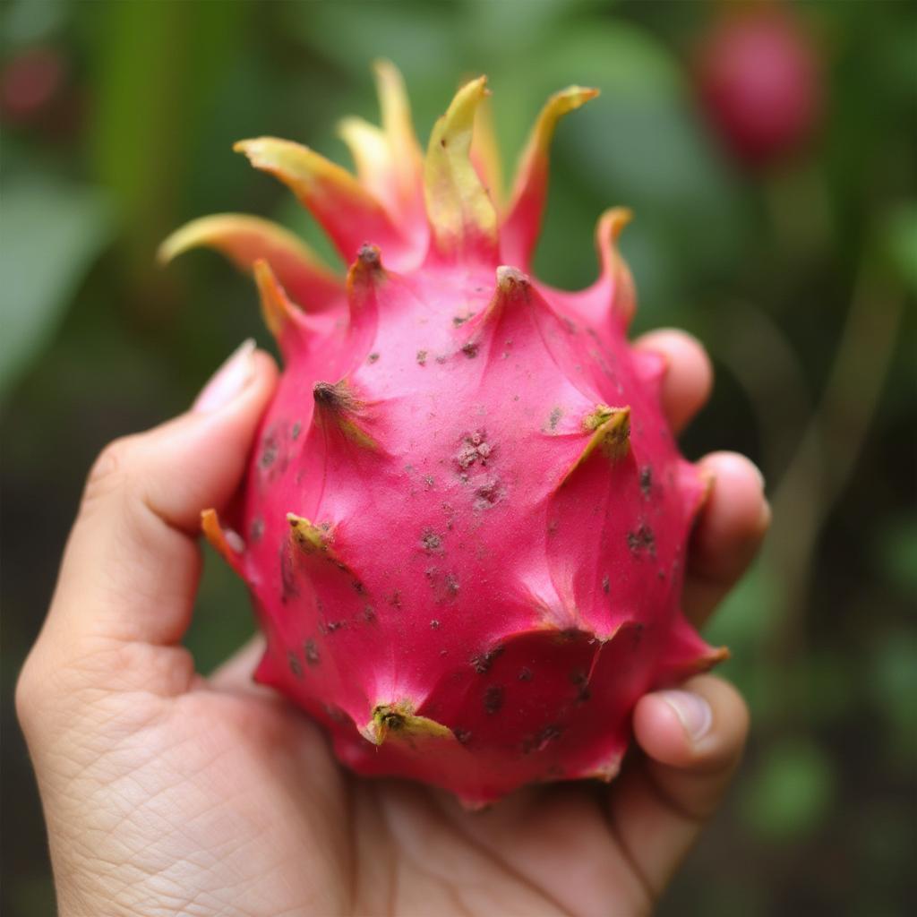 Harvesting Ripe Dragon Fruit