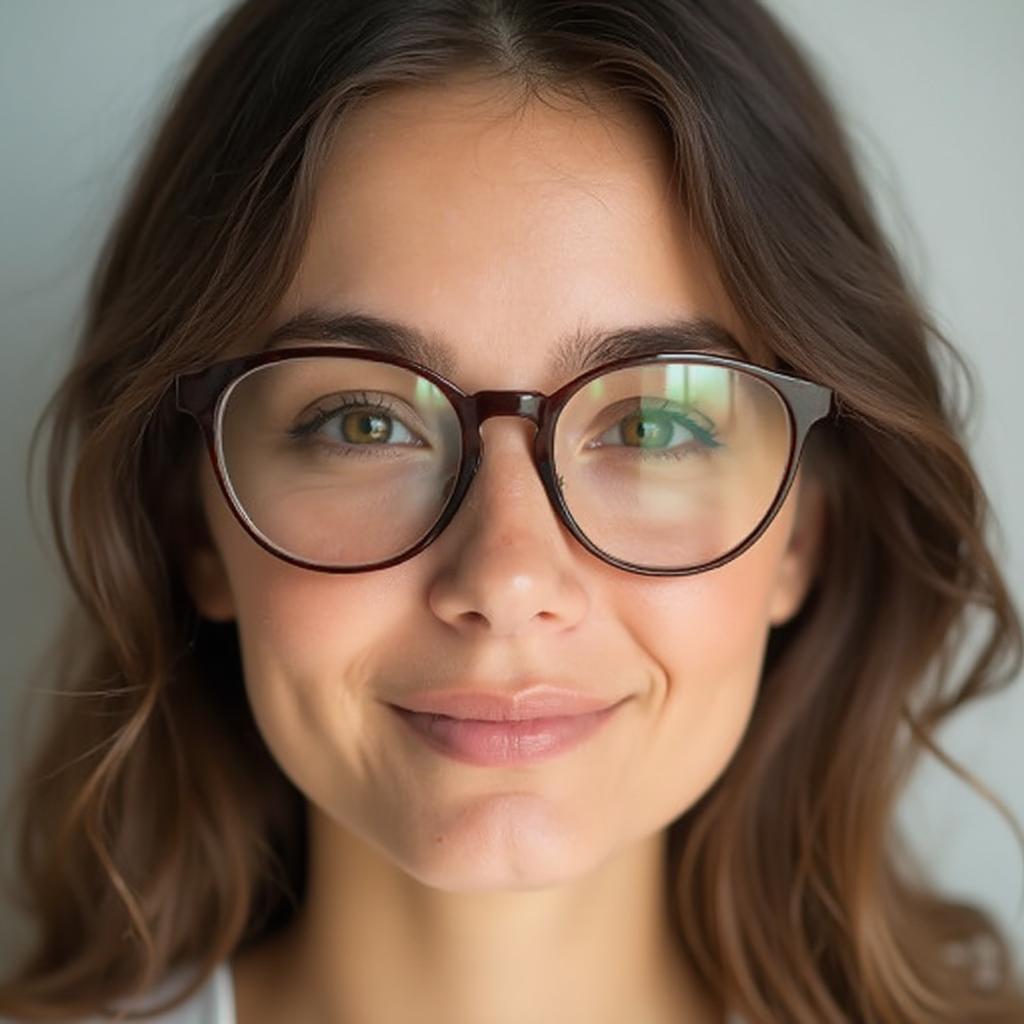 Round glasses on a heart-shaped face