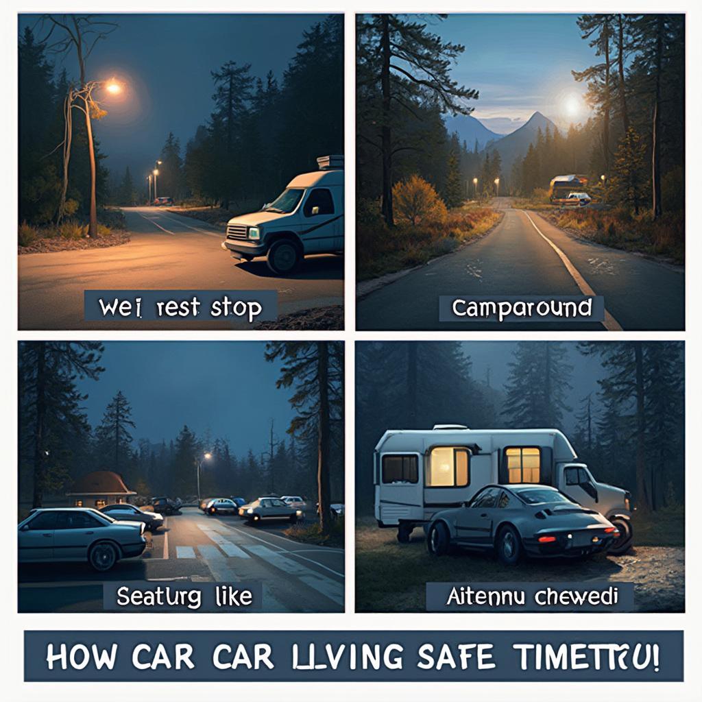 Safe Parking Locations for Car Living: Rest stops, campgrounds, and designated overnight parking areas.