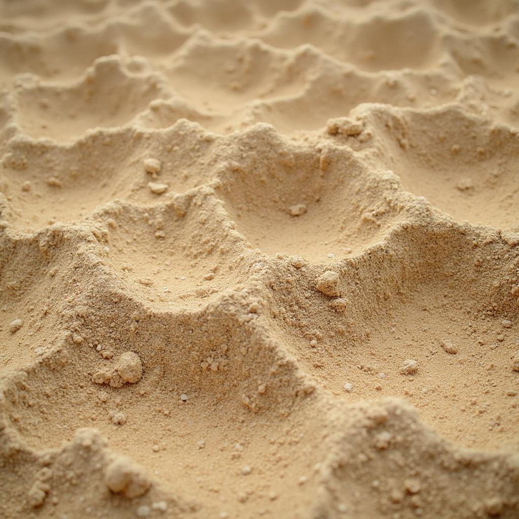 Close up of dry, sandy soil showing large particles and lack of moisture.