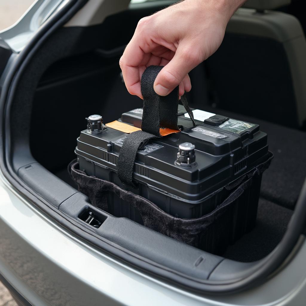 Secured Car Battery for Transport