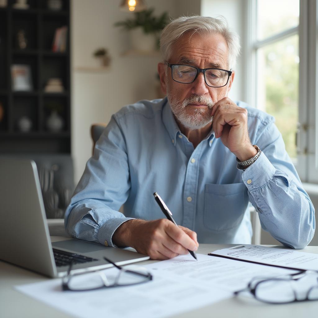 Senior Driver Reviewing Car Insurance Policy