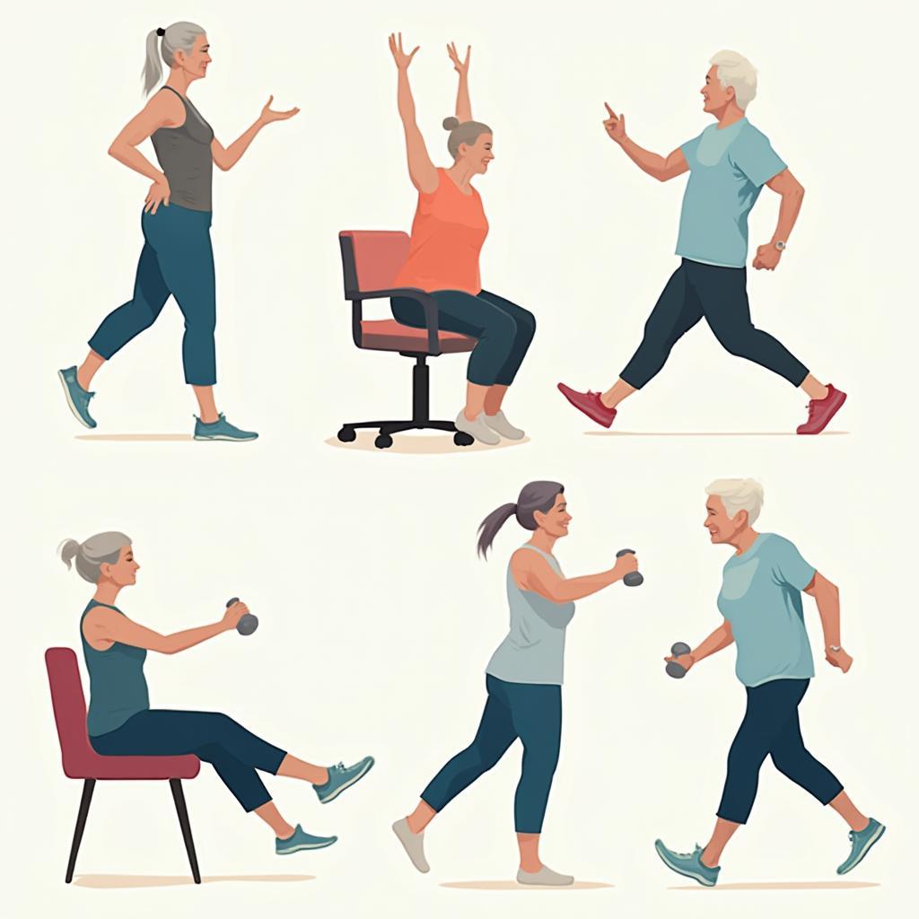 Elderly parents engaging in physical activity