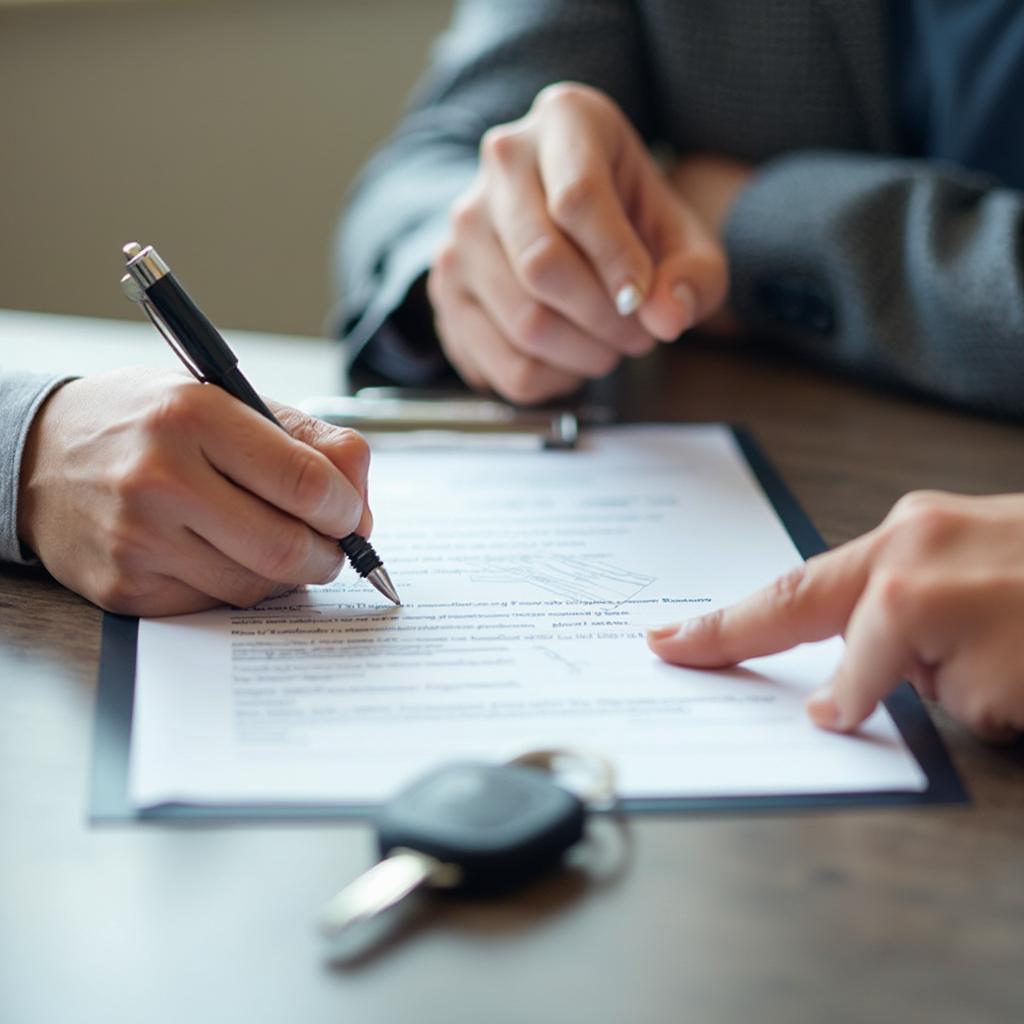 Signing car paperwork during a private sale