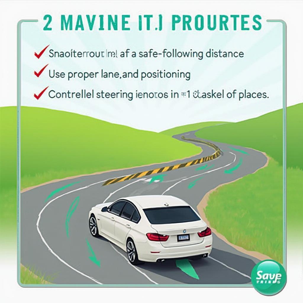 Illustrative image of smooth and safe driving techniques on a scenic road.