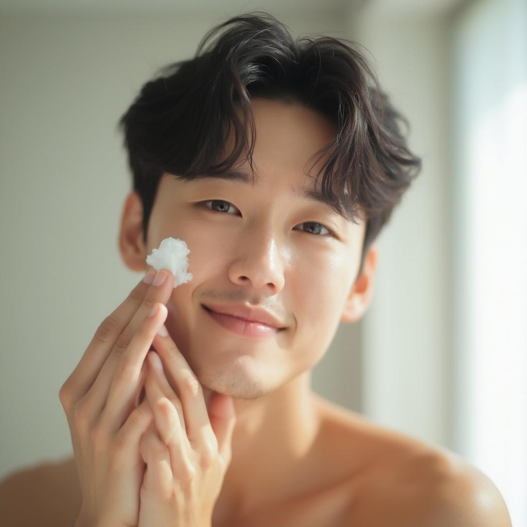 Song Joong Ki using hydrating toner