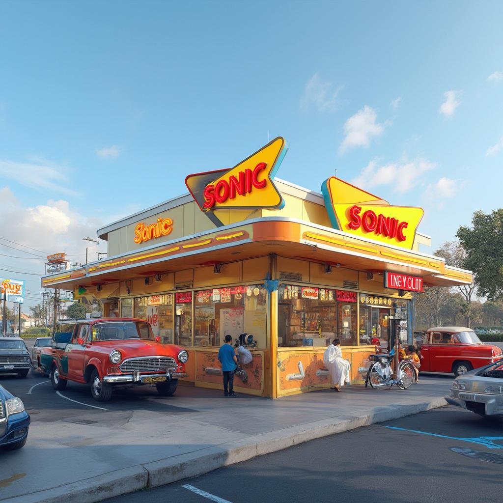 Exterior view of a Sonic Drive-In restaurant