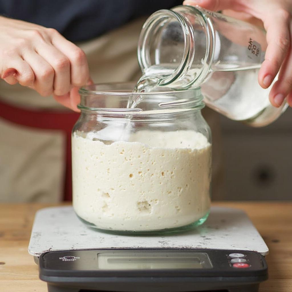 Feeding a sourdough starter