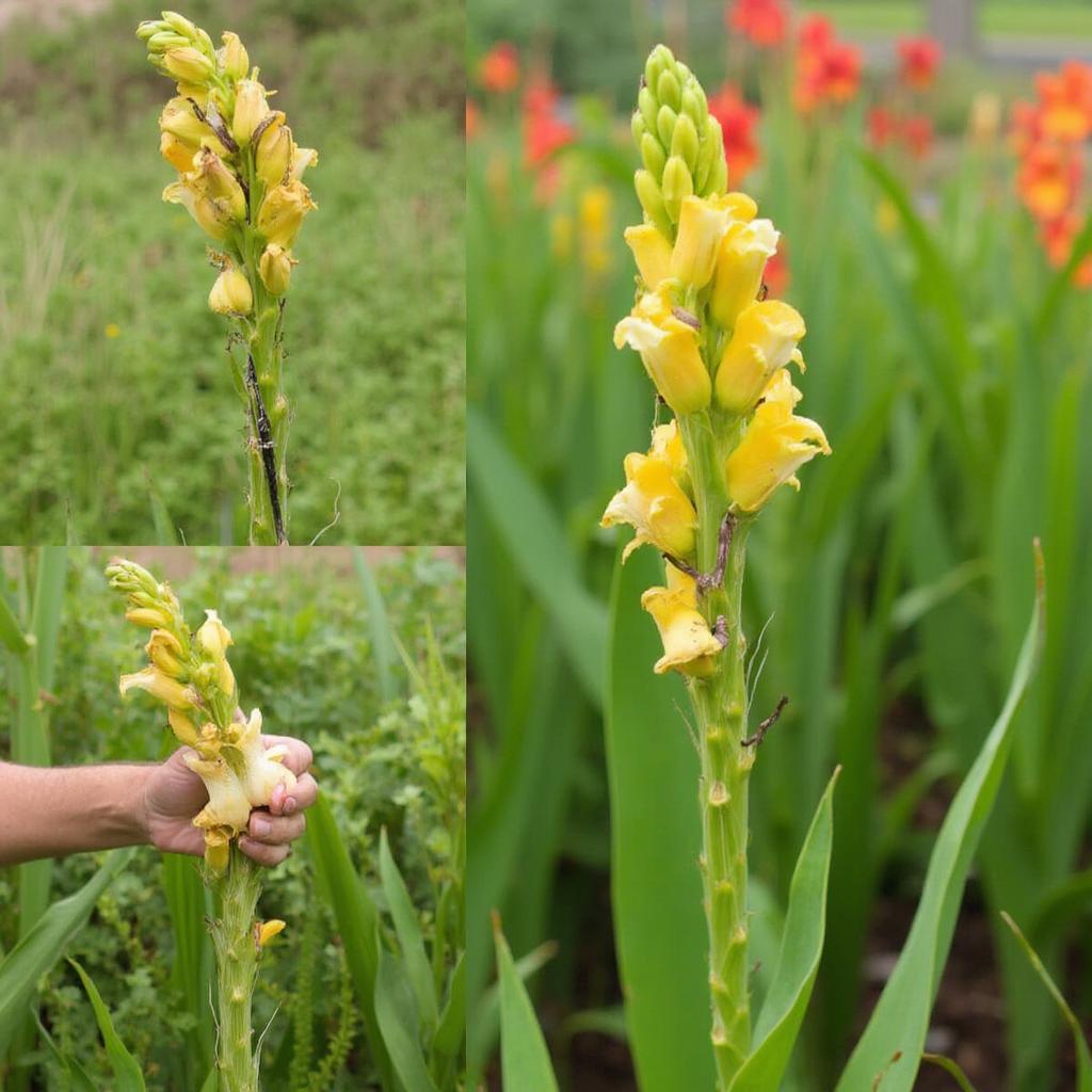 Staking Tall Canna Lilies for Support