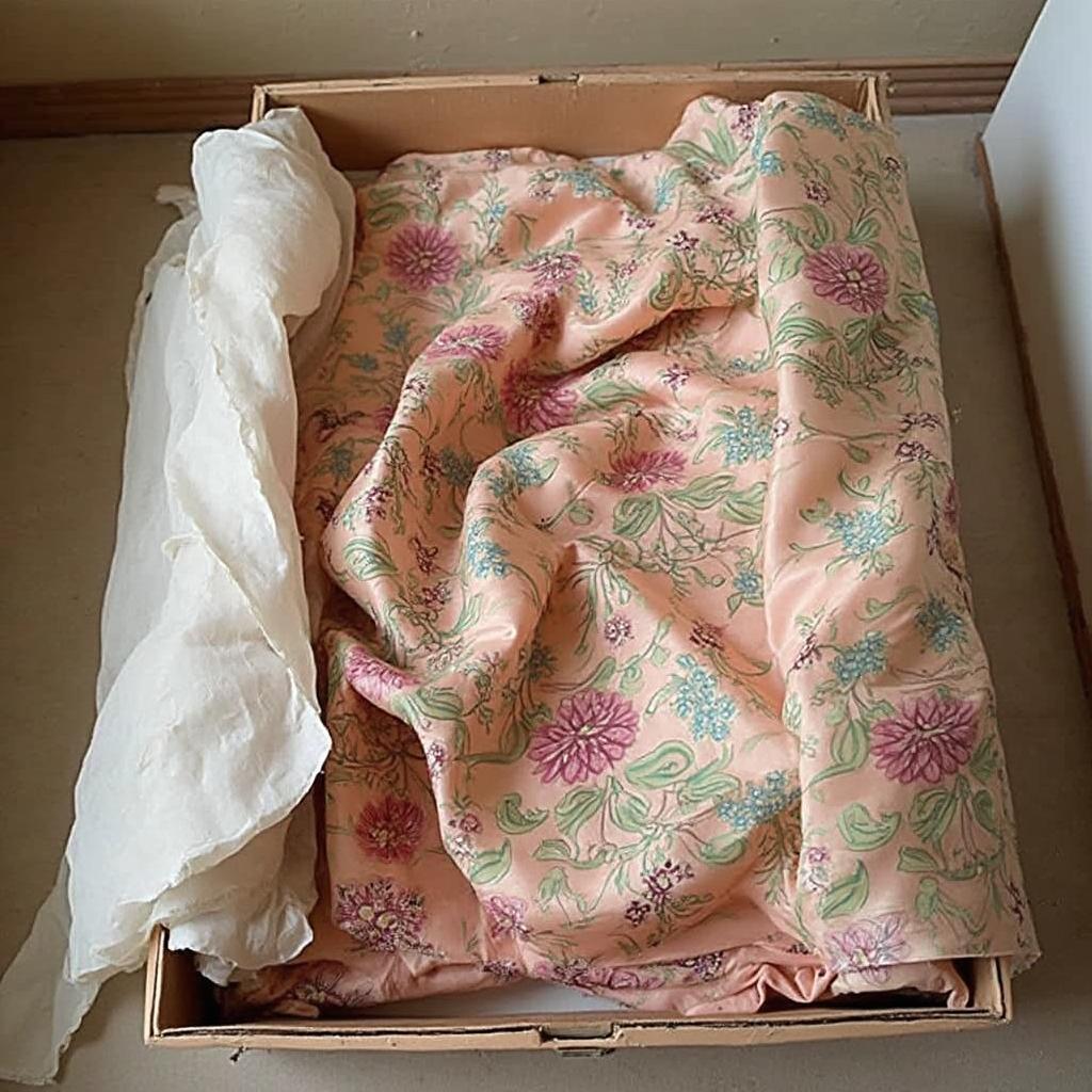 Storing a silk saree wrapped in muslin cloth inside a box