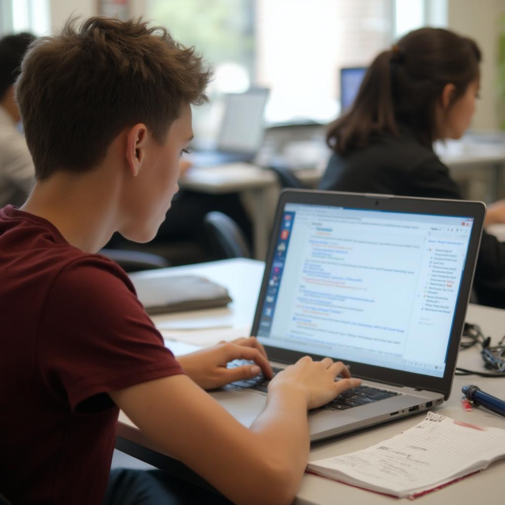 High School Student Sending Thank You Emails After Career Expo