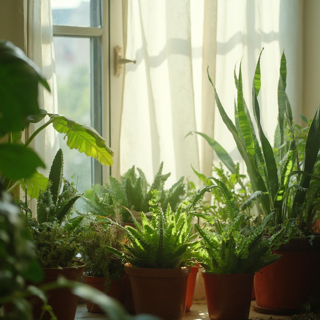 Succulents in bright indirect light