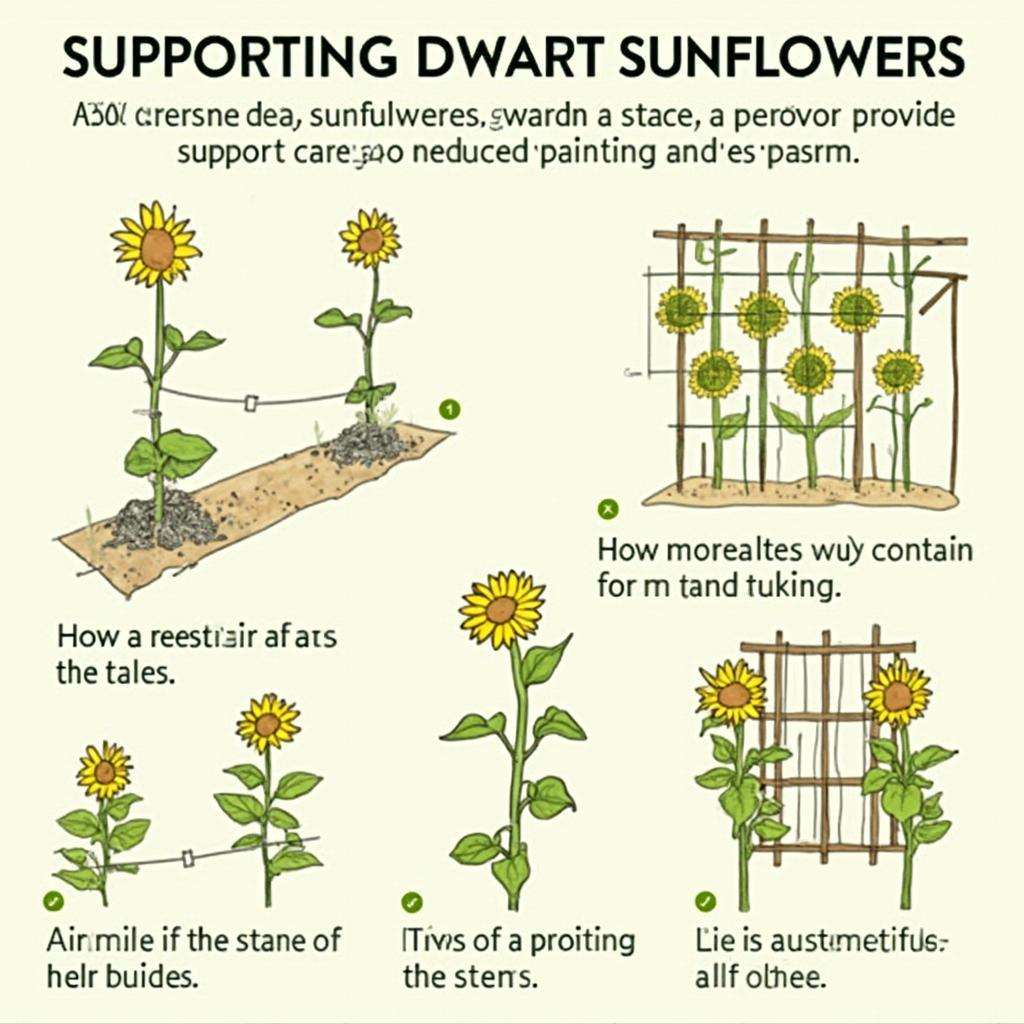 Staking Dwarf Sunflowers for Support