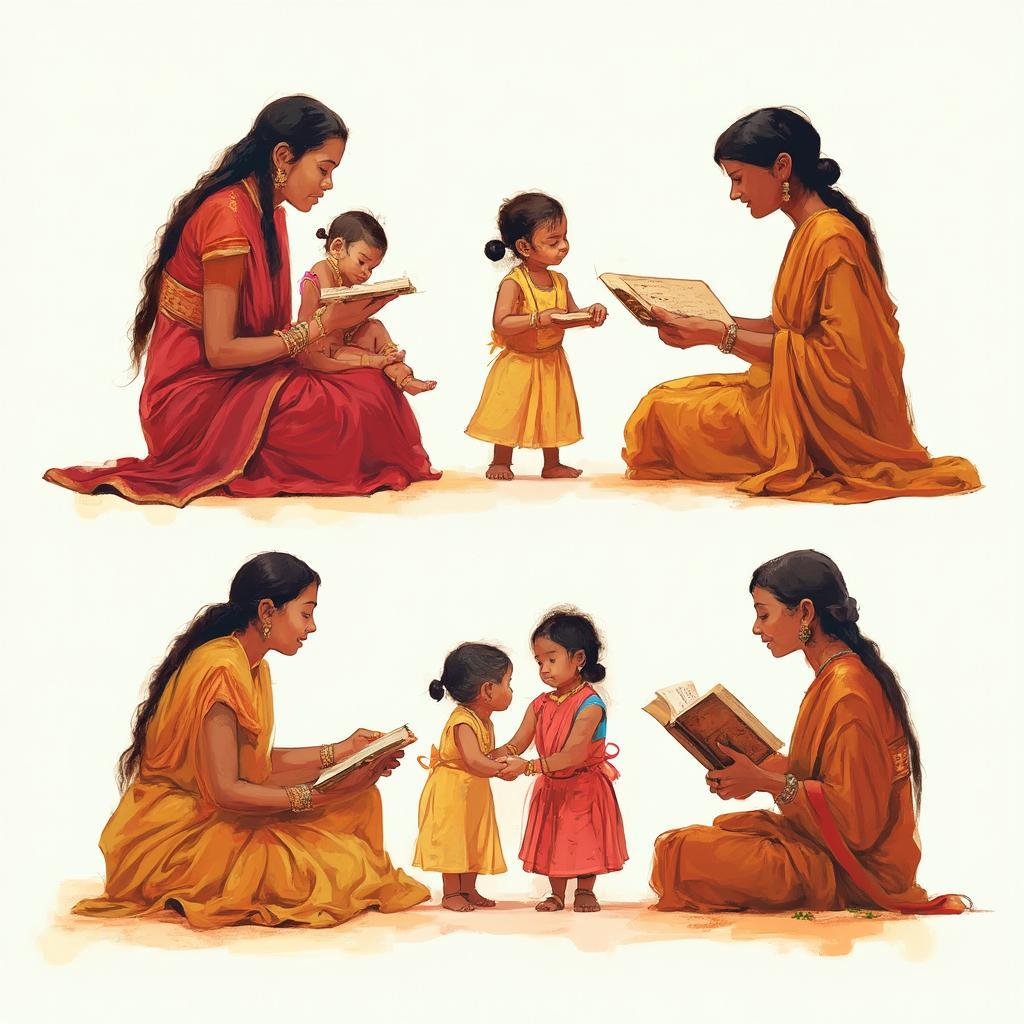 Tamil Family Practicing Child Care