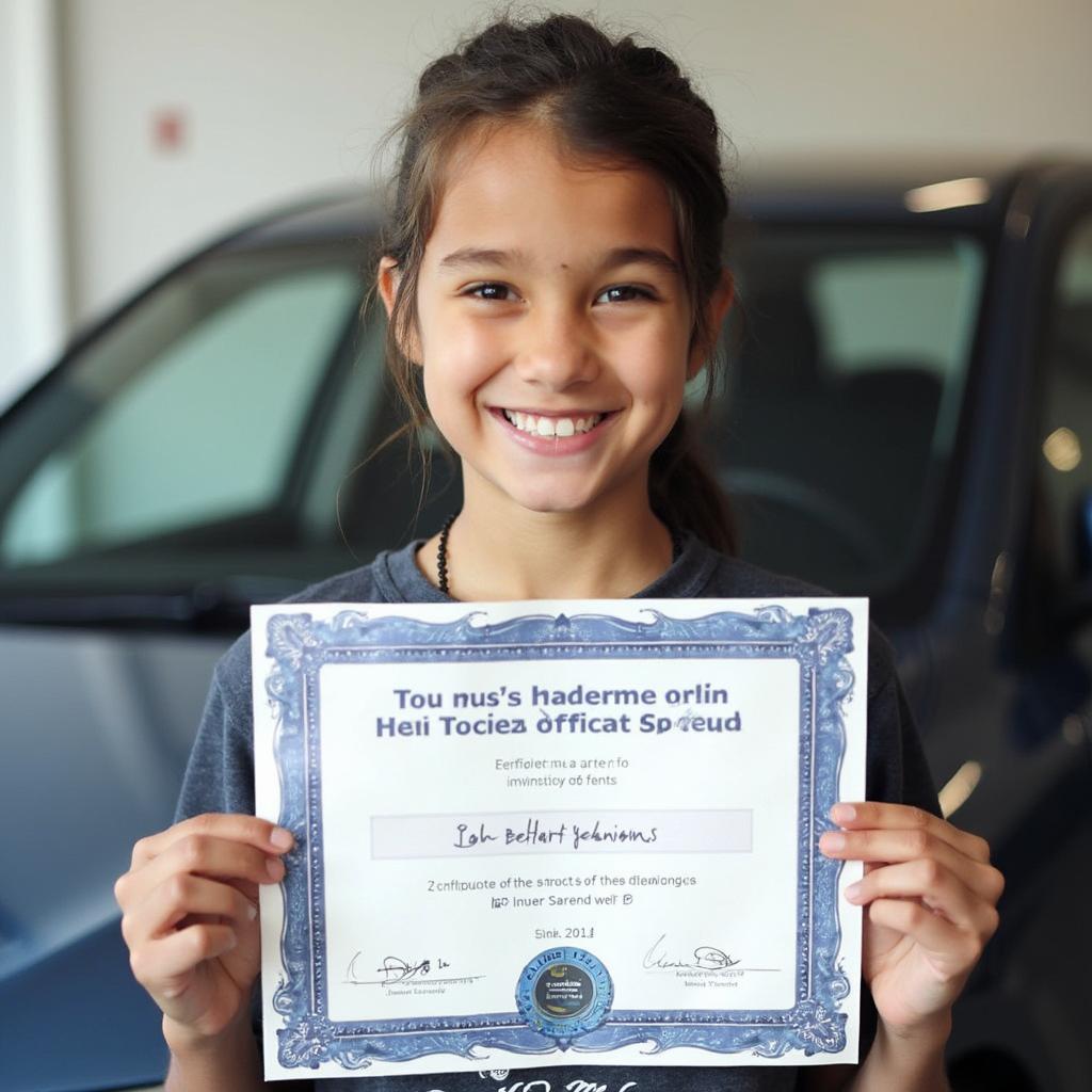 Teenager Holding a Clean Driving Record Certificate